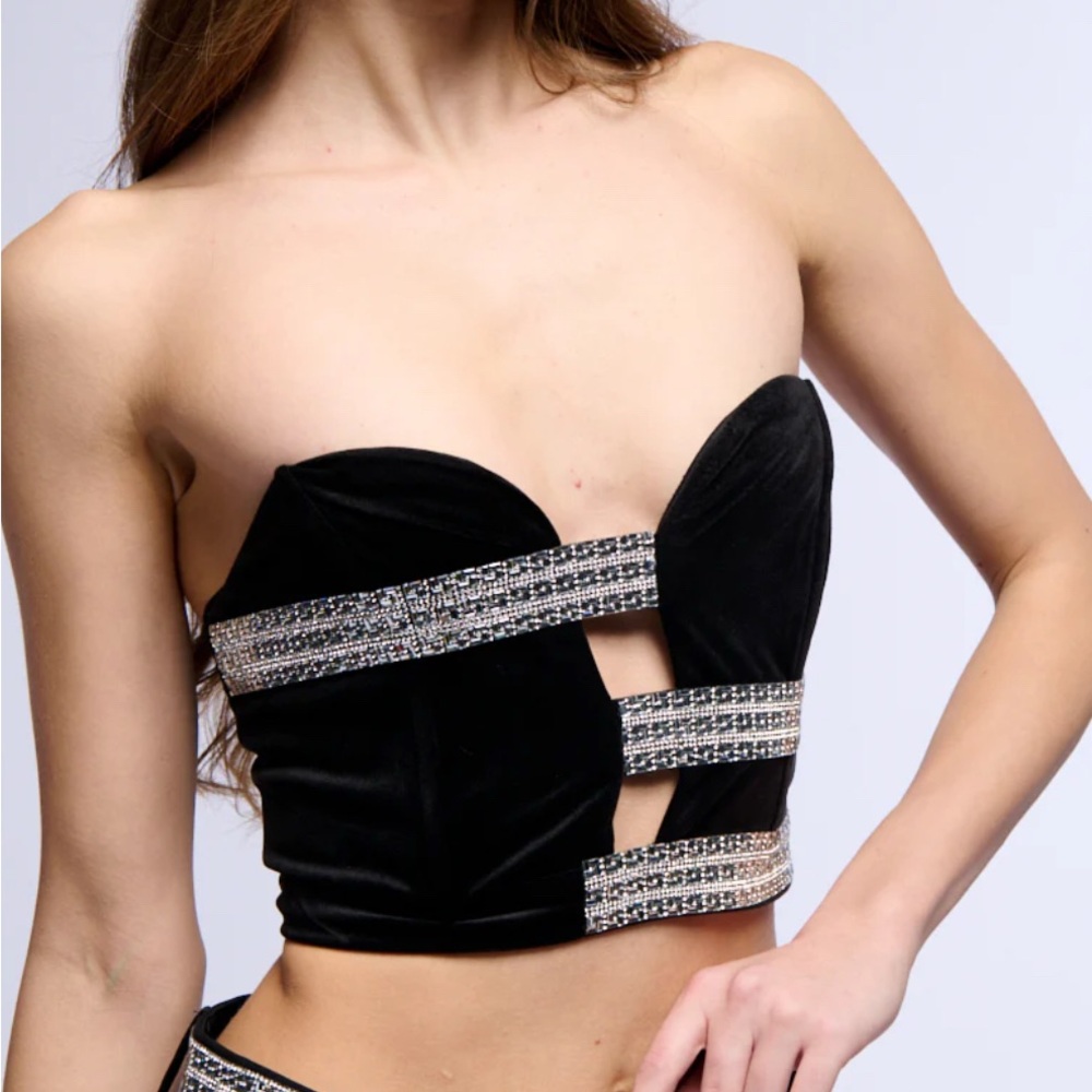 NWT AKIRA ALL NIGHT DREAM VELVET FITTED CORSET TOP
